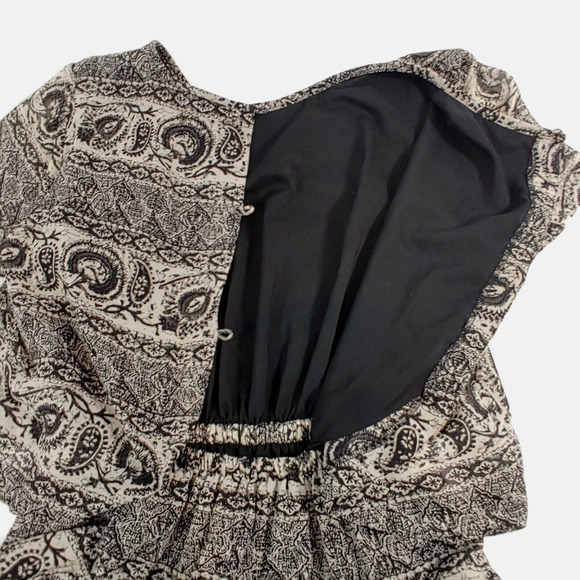 Madewell Dress Womens Size 00 Black Paisley Silk Cut Out Back Whimsigoth Retro - Picture 10 of 16